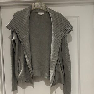 New York & Company Gray Ribbed Cardigan